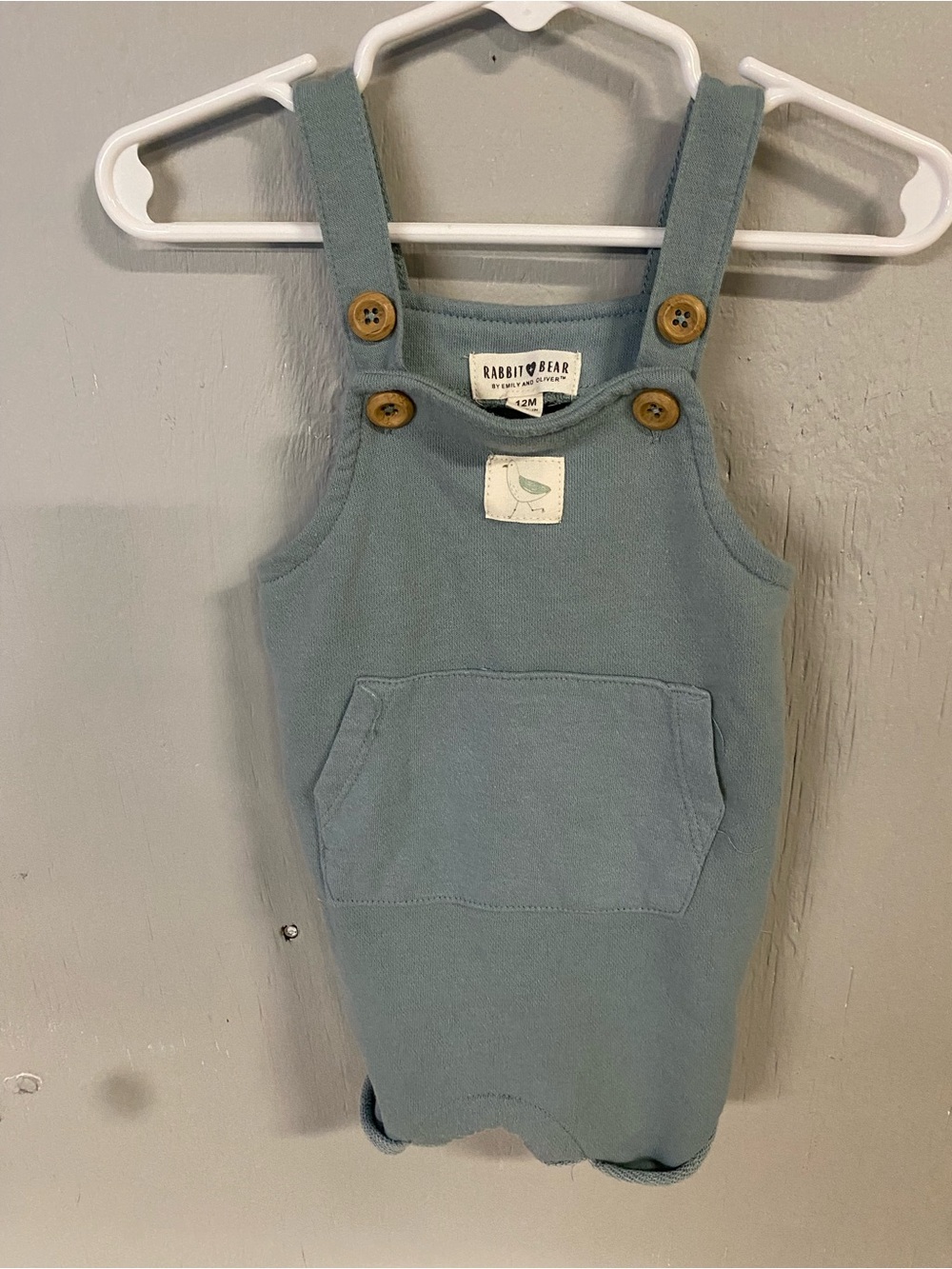 Rabbit Bear By Emily & Oliver Blue Green Baby Overalls - Kids Bottoms